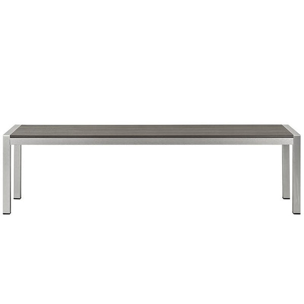 Shore Outdoor Patio Aluminum Bench in Silver Gray