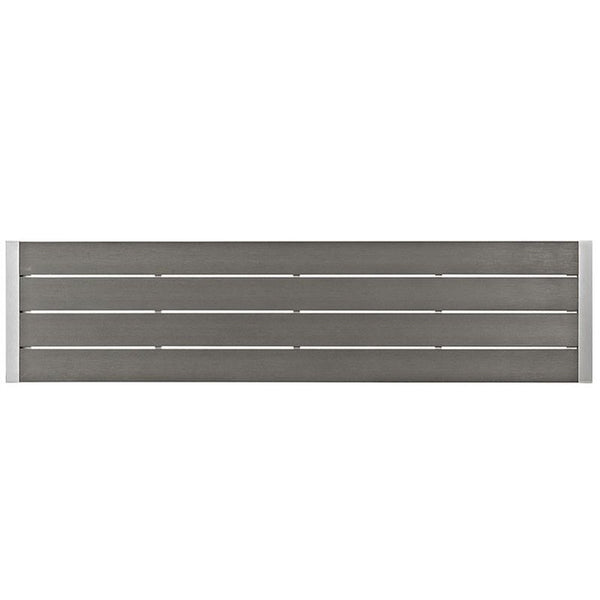 Shore Outdoor Patio Aluminum Bench in Silver Gray