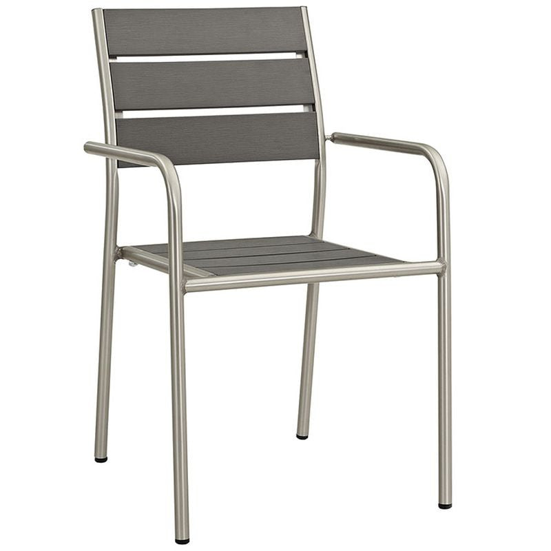 Shore Outdoor Patio Aluminum Dining Chair in Silver Gray