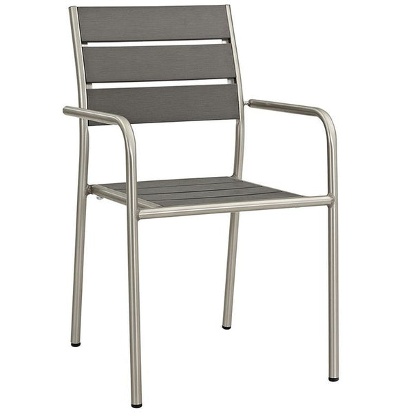 Shore Outdoor Patio Aluminum Dining Chair in Silver Gray