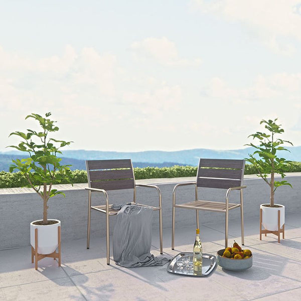 Shore Outdoor Patio Aluminum Dining Chair in Silver Gray