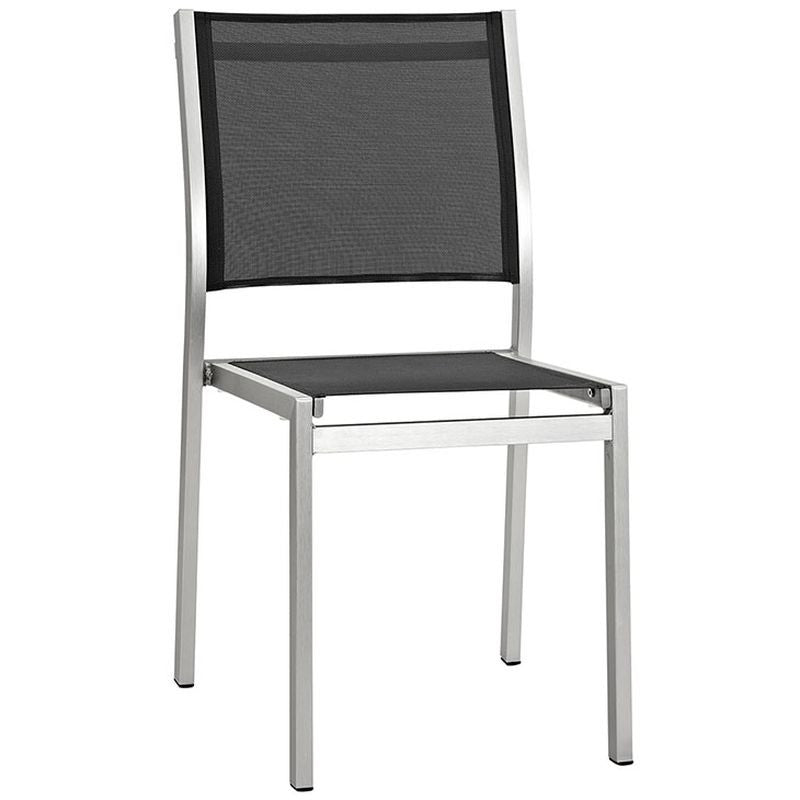 Shore Outdoor Patio Aluminum Side Chair in Silver Black