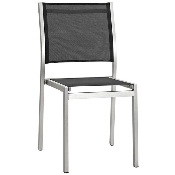 Shore Outdoor Patio Aluminum Side Chair in Silver Black