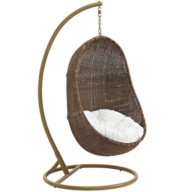 Bean Outdoor Patio Wood Swing in Coffee White