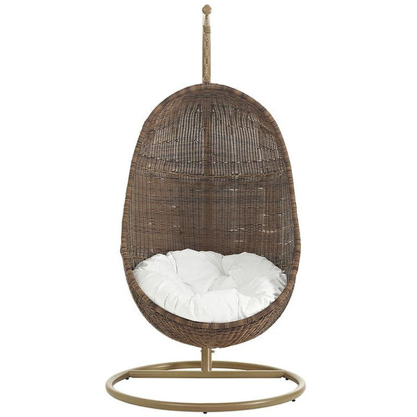 Bean Outdoor Patio Wood Swing in Coffee White