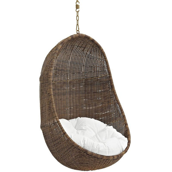 Bean Outdoor Patio Wood Swing in Coffee White