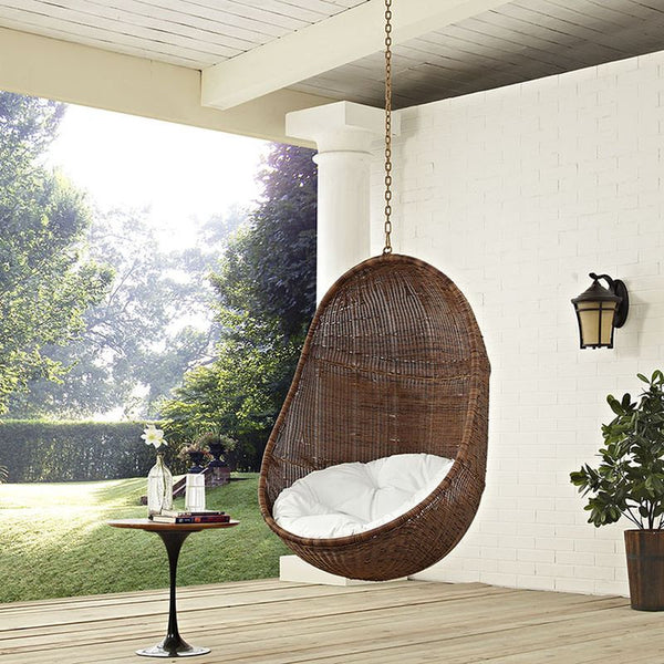 Bean Outdoor Patio Wood Swing in Coffee White