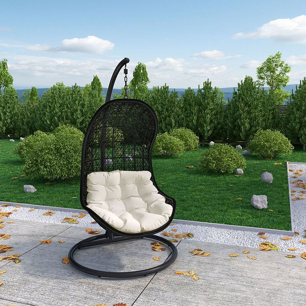 Parlay Swing Outdoor Patio Fabric Lounge Chair in Espresso White