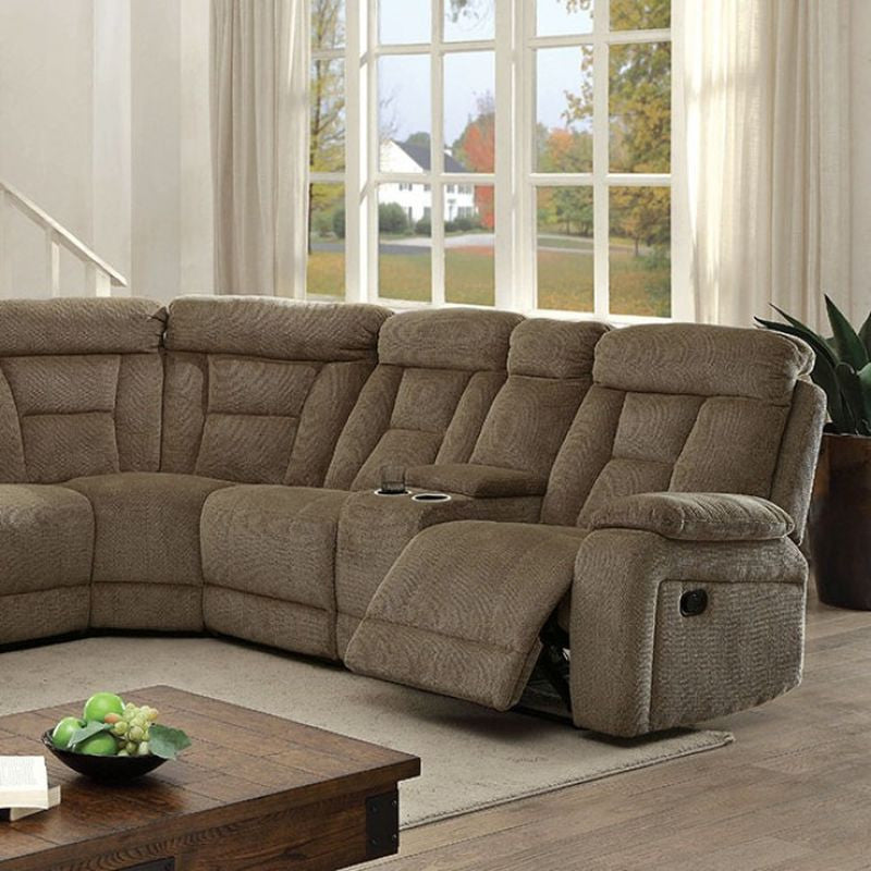 Maybell Sectional w/ 2 Consoles, Mocha