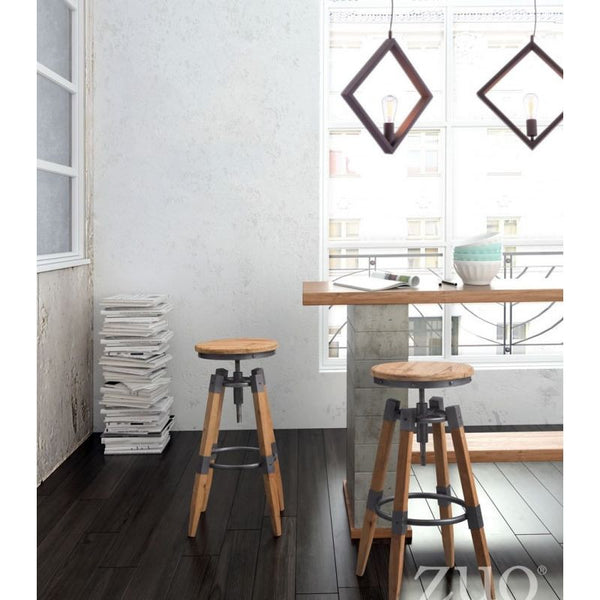 Curry Barstool Natural Pine & Industrial Gray