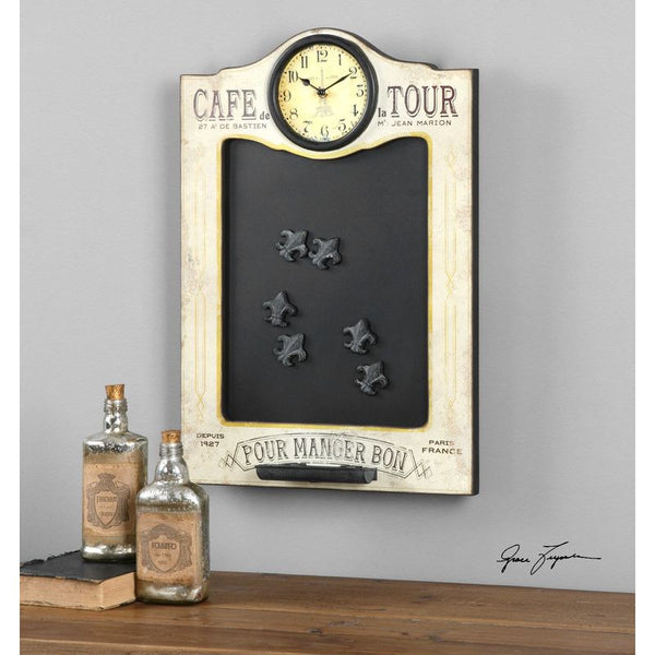 Cafe de la Tour, Chalkboard and Cloc