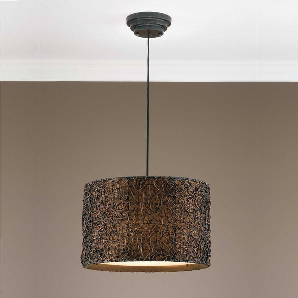Knotted Rattan, 3 Lt. Pendant