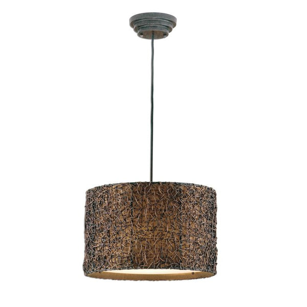 Knotted Rattan, 3 Lt. Pendant