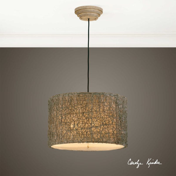 Knotted Rattan Light, 3 Lt Pendant