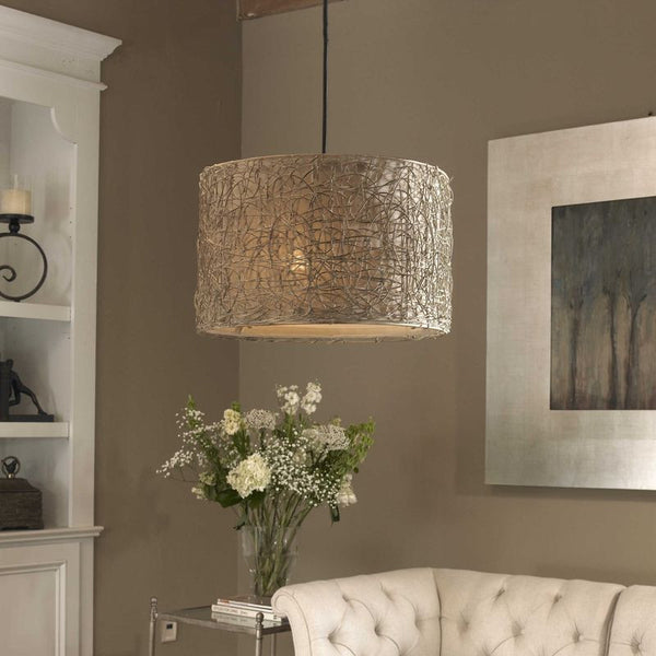 Knotted Rattan Light, 3 Lt Pendant