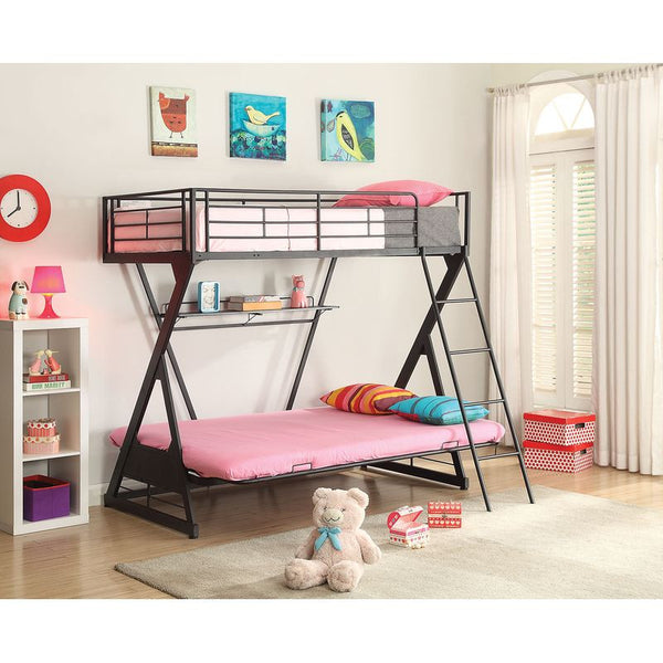 Twin/Full/Futon Bunk Bed WIth Book Shelf