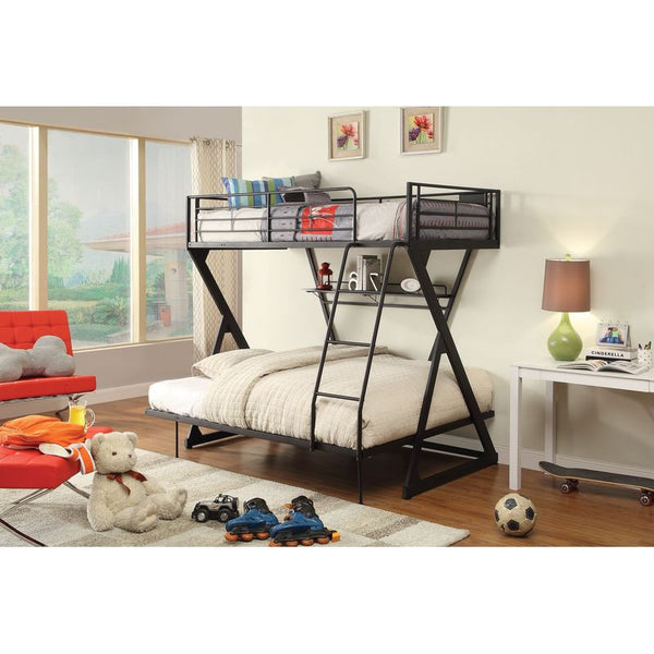 Twin/Full Bunk Bed WIth Book Shelf