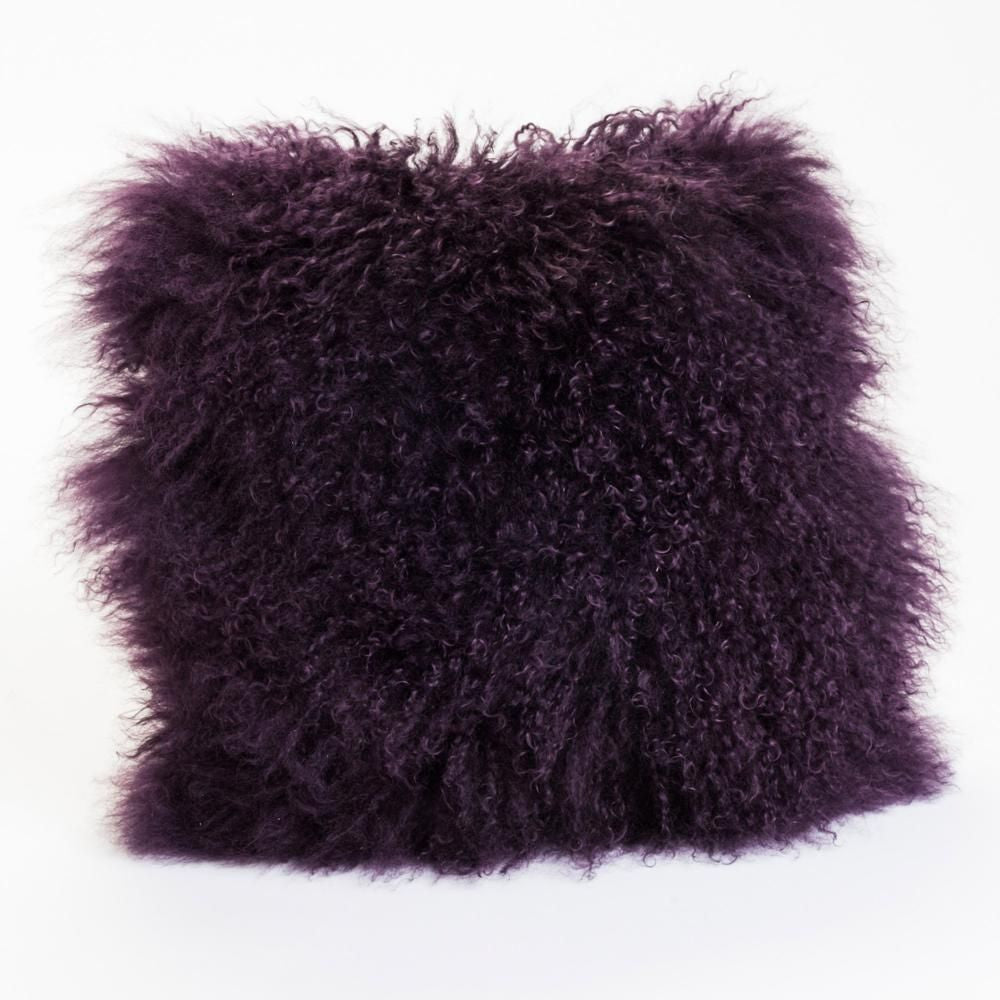 Lamb Fur Pillow Purple