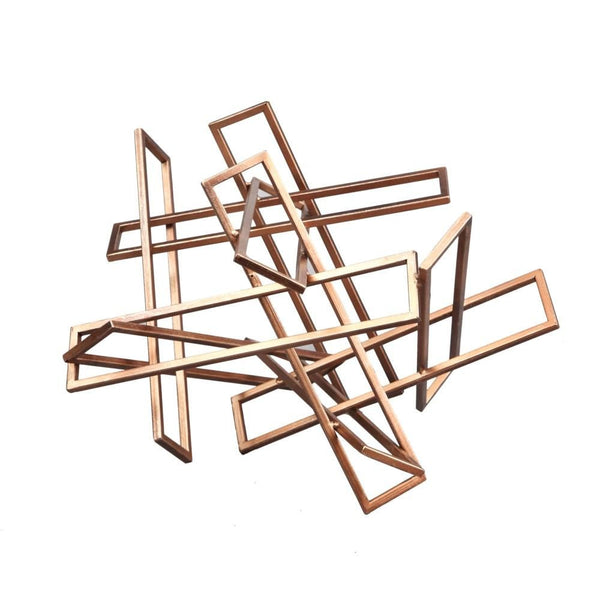 Tangled Rectangles Sculpture Gold Small