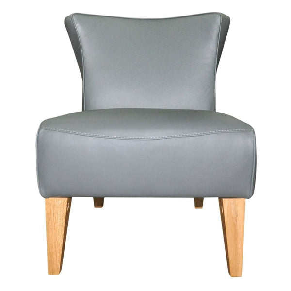 Quentin Leather Side Chair Grey