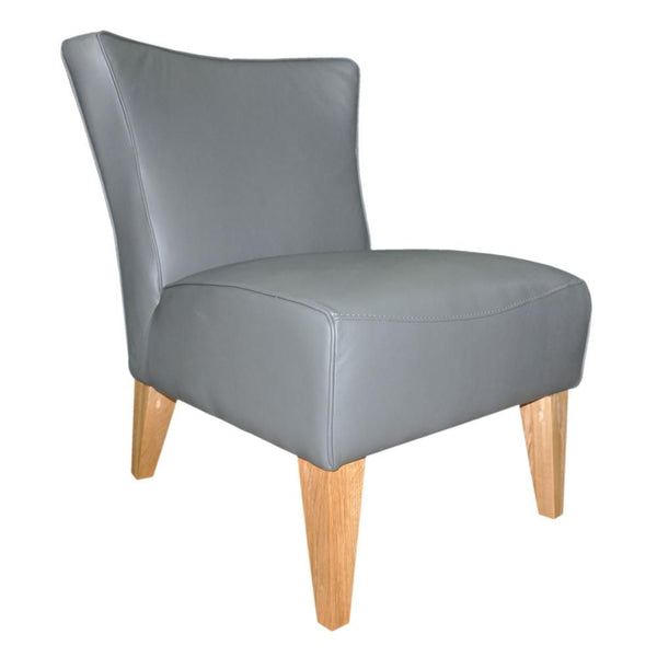 Quentin Leather Side Chair Grey