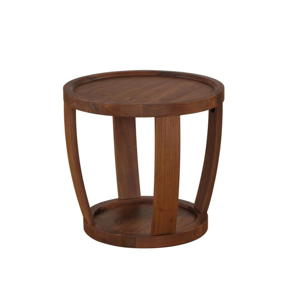 Dylan Round End Table Rustic Walnut