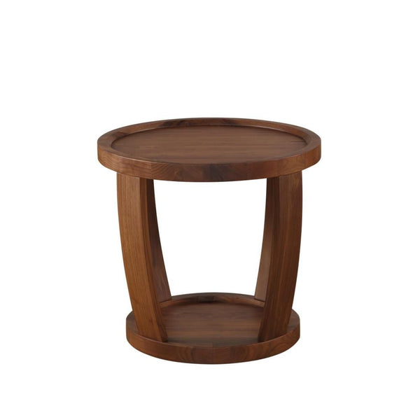 Dylan Round End Table Rustic Walnut