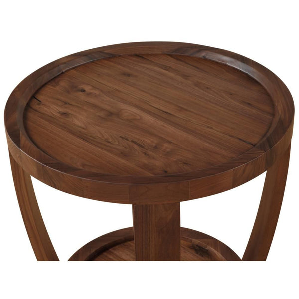 Dylan Round End Table Rustic Walnut