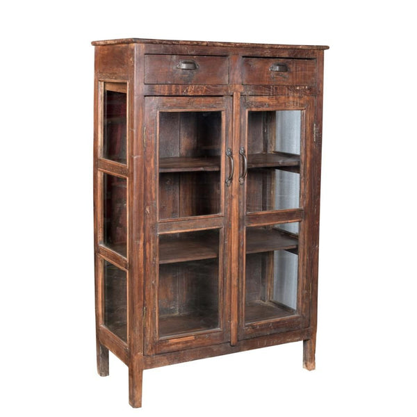 Glass Door Teak Cabinet