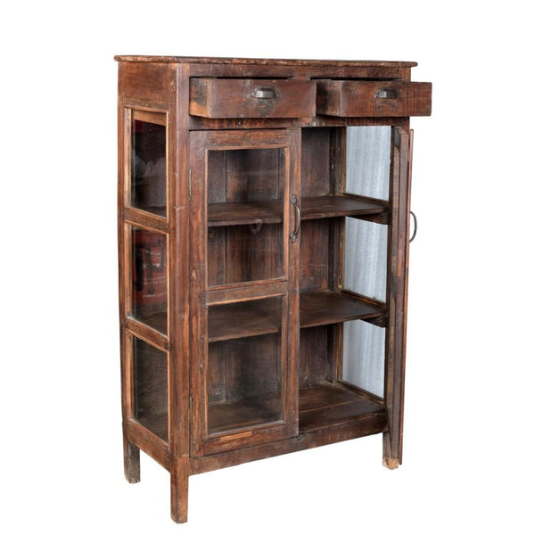 Glass Door Teak Cabinet