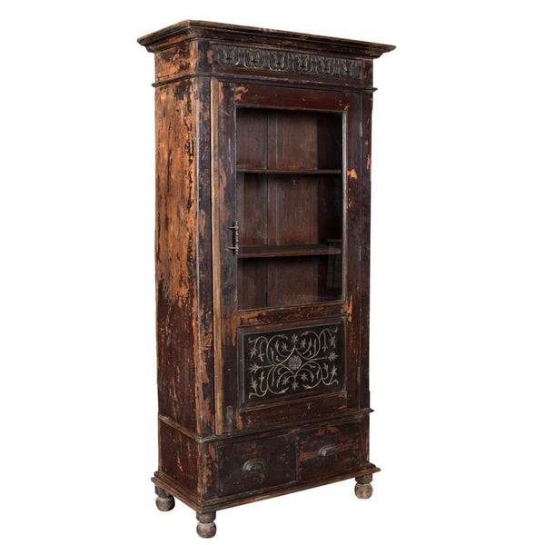 Glass Door Teak Cabinet