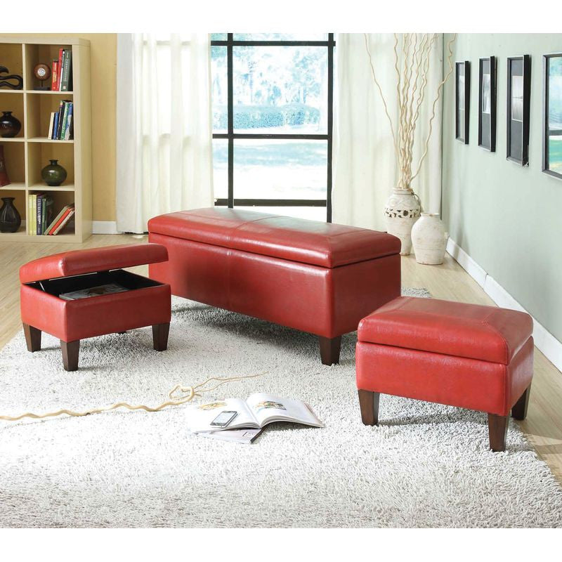 3 Piece Storage Bench & 2 Ottomans