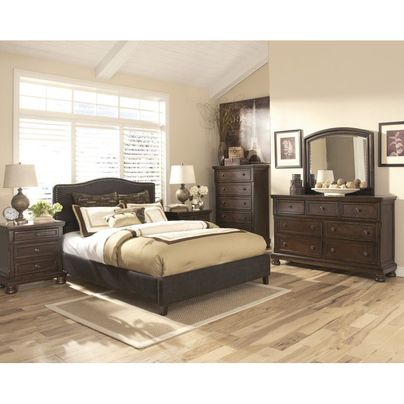 Kasidon Black Upholstered Bed (Queen)