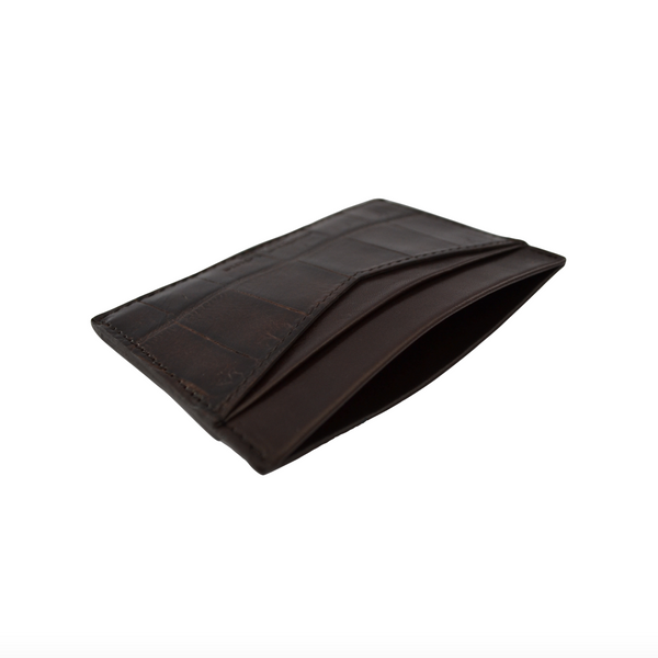 Brown Croc Embossed Card Holder