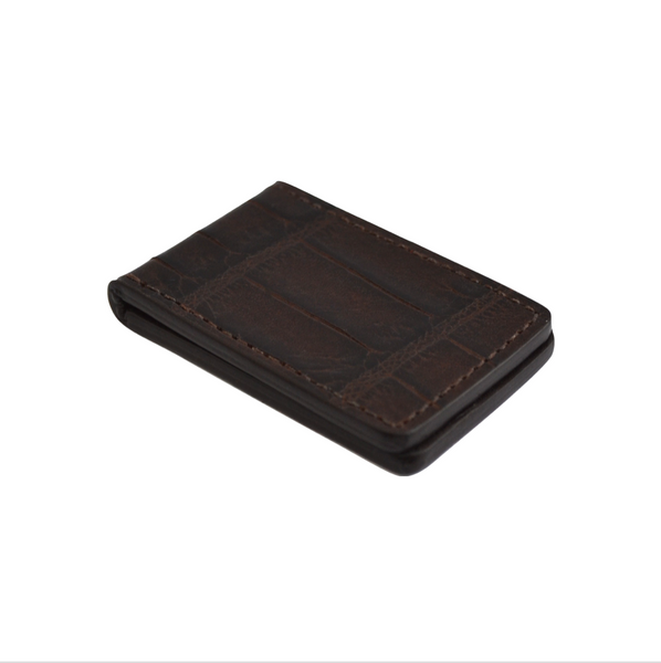 Brown Croc Embossed Money Clip