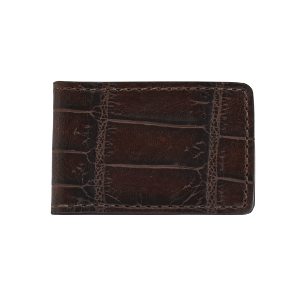 Brown Croc Embossed Money Clip