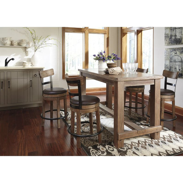 Pinnadel 5 Piece Counter Dining Set with Wooden Stools