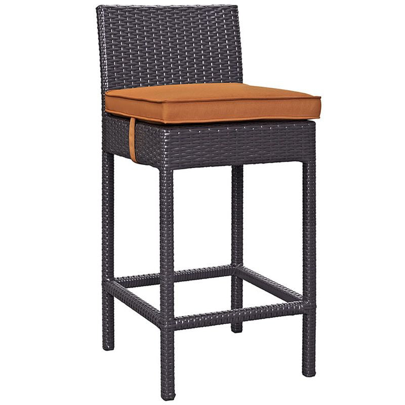 Convene Outdoor Patio Fabric Bar Stool in Espresso Orange