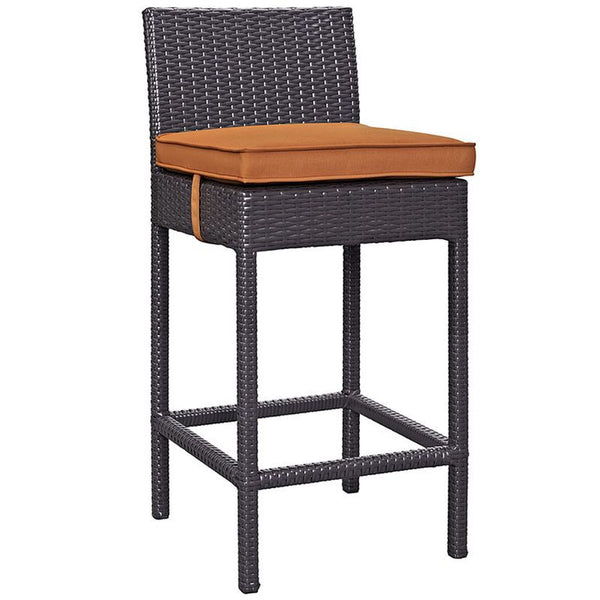 Convene Outdoor Patio Fabric Bar Stool in Espresso Orange