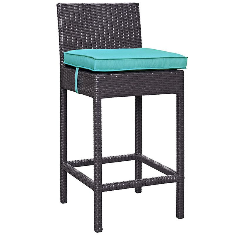 Convene Outdoor Patio Fabric Bar Stool in Espresso Turquoise