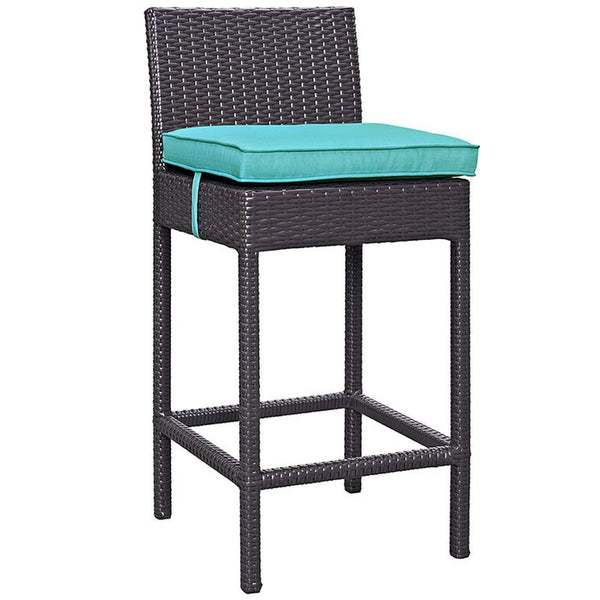 Convene Outdoor Patio Fabric Bar Stool in Espresso Turquoise