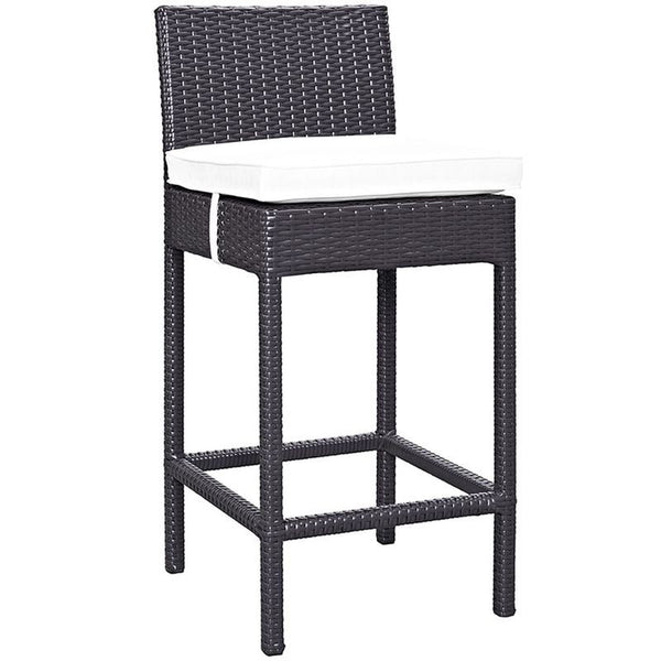 Convene Outdoor Patio Fabric Bar Stool in Espresso White