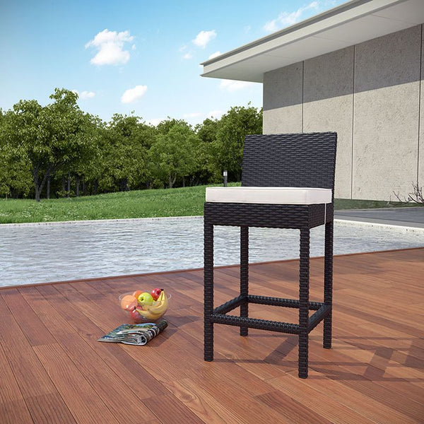 Convene Outdoor Patio Fabric Bar Stool in Espresso White