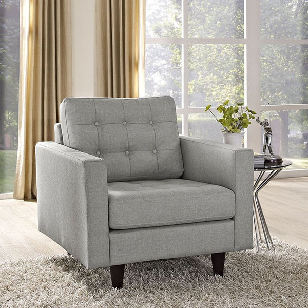 Empress Upholstered Armchair in Light Gray