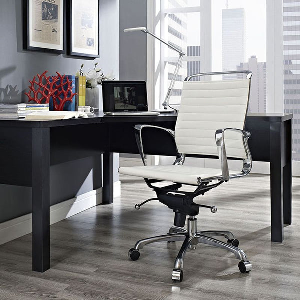 Tempo Mid Back Office Chair in White by Furniture and Things