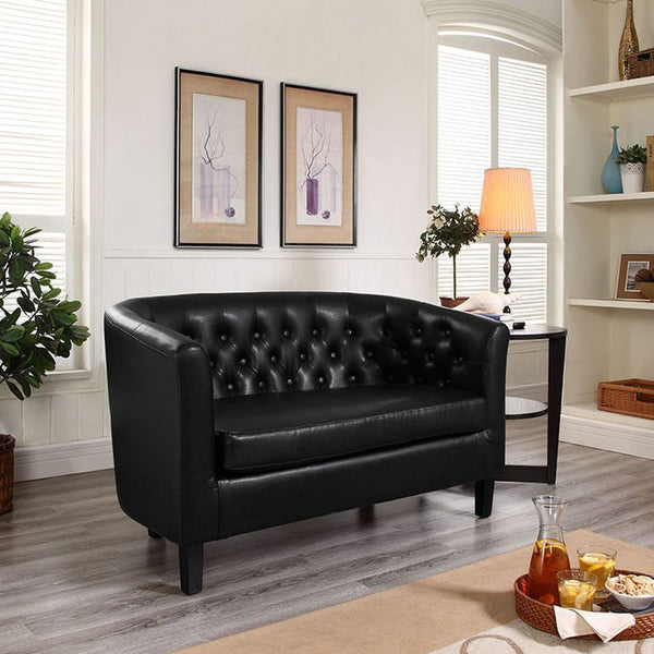 Prospect Vinyl Loveseat in Black