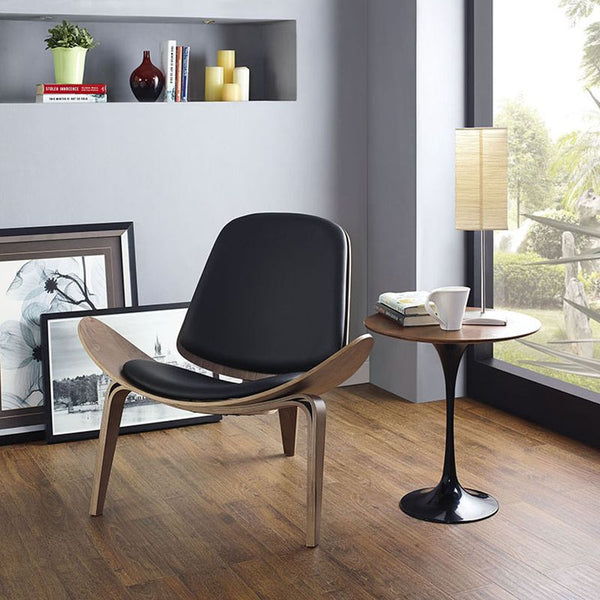 Arch Vinyl Lounge Chair in Walnut Black