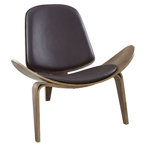 Arch Vinyl Lounge Chair in Walnut Brown