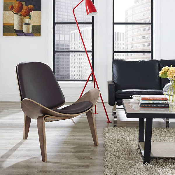 Arch Vinyl Lounge Chair in Walnut Brown