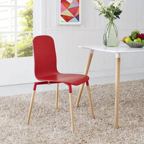 Stack Dining Wood Side Chair in Red